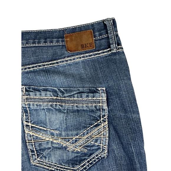 BKE Seth Denim Straight Leg Blue Distressed Jeans Men‎ Size 38L - Picture 3 of 6